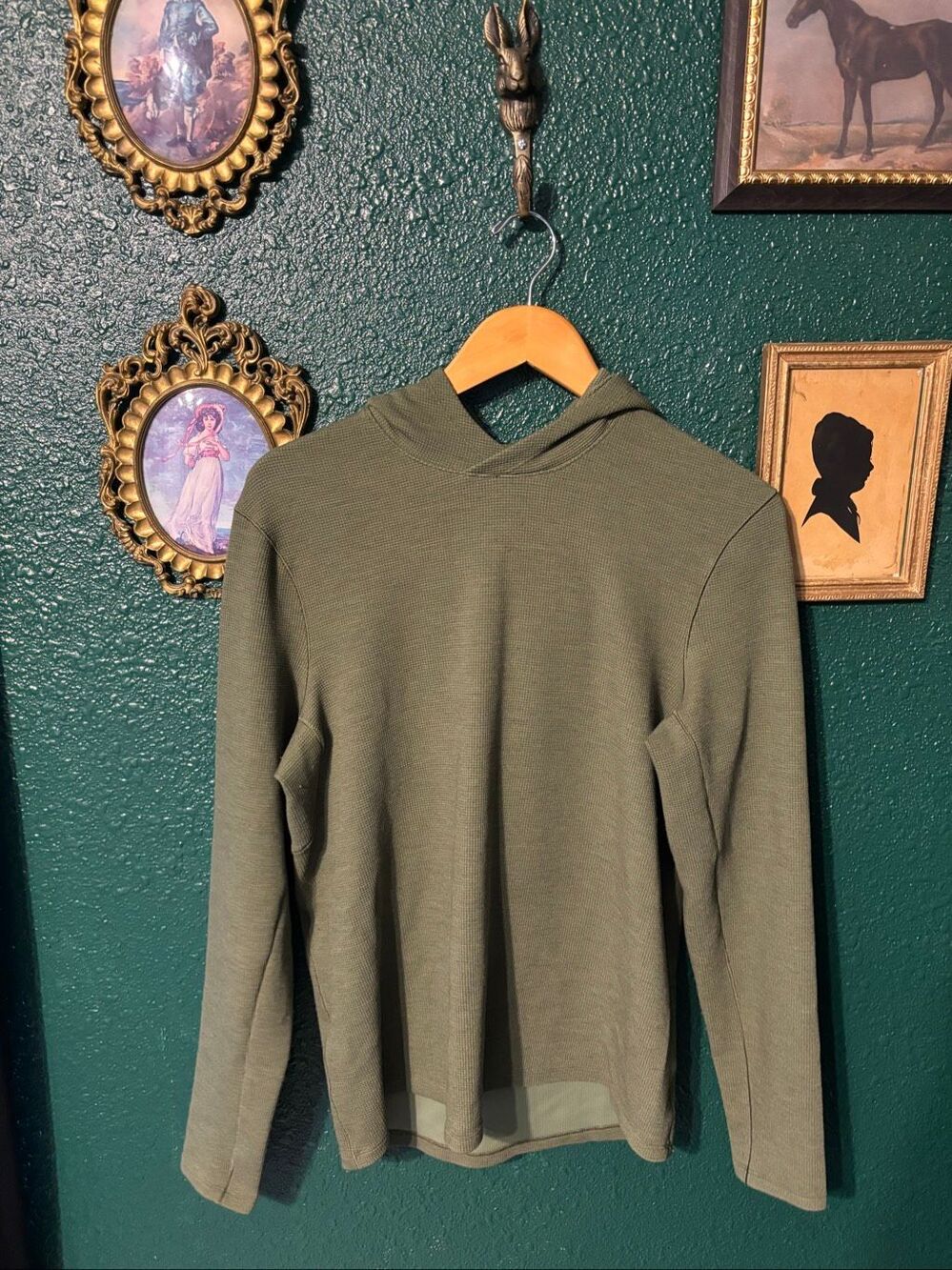 Lululemon Textured Green Waffle Weave Hoodie Mens Sz Small